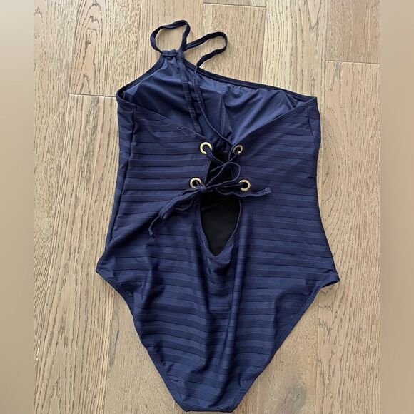 La Blanca Navy One Shoulder Linea Costa Swimsuit 18W NWOT - Picture 5 of 11